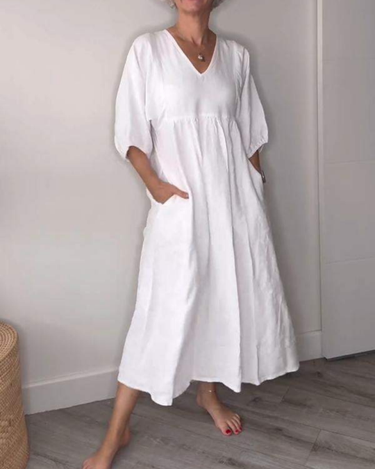 Nina | Linnen Jurk Dames Wijd