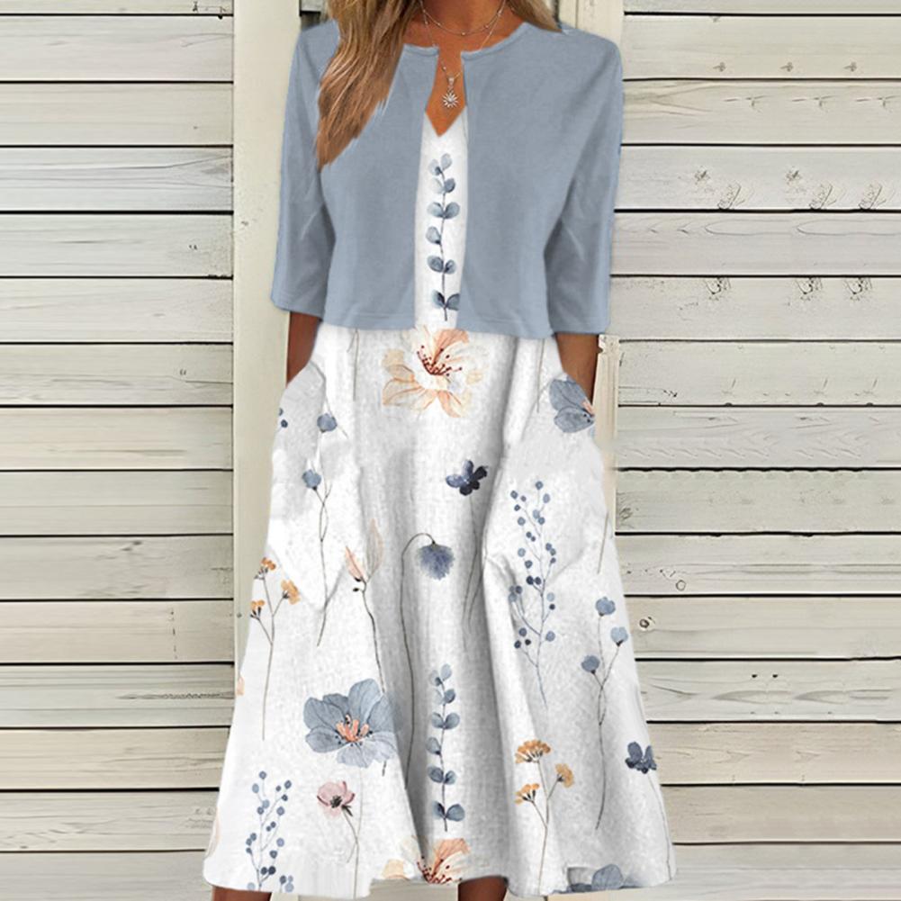 Fleur - Stijlvolle Jurk met Bolero Bloemenprint Dames