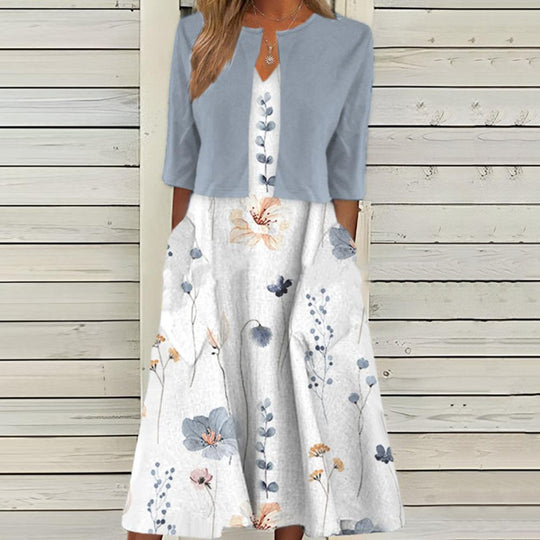 Fleur - Stijlvolle Jurk met Bolero Bloemenprint Dames