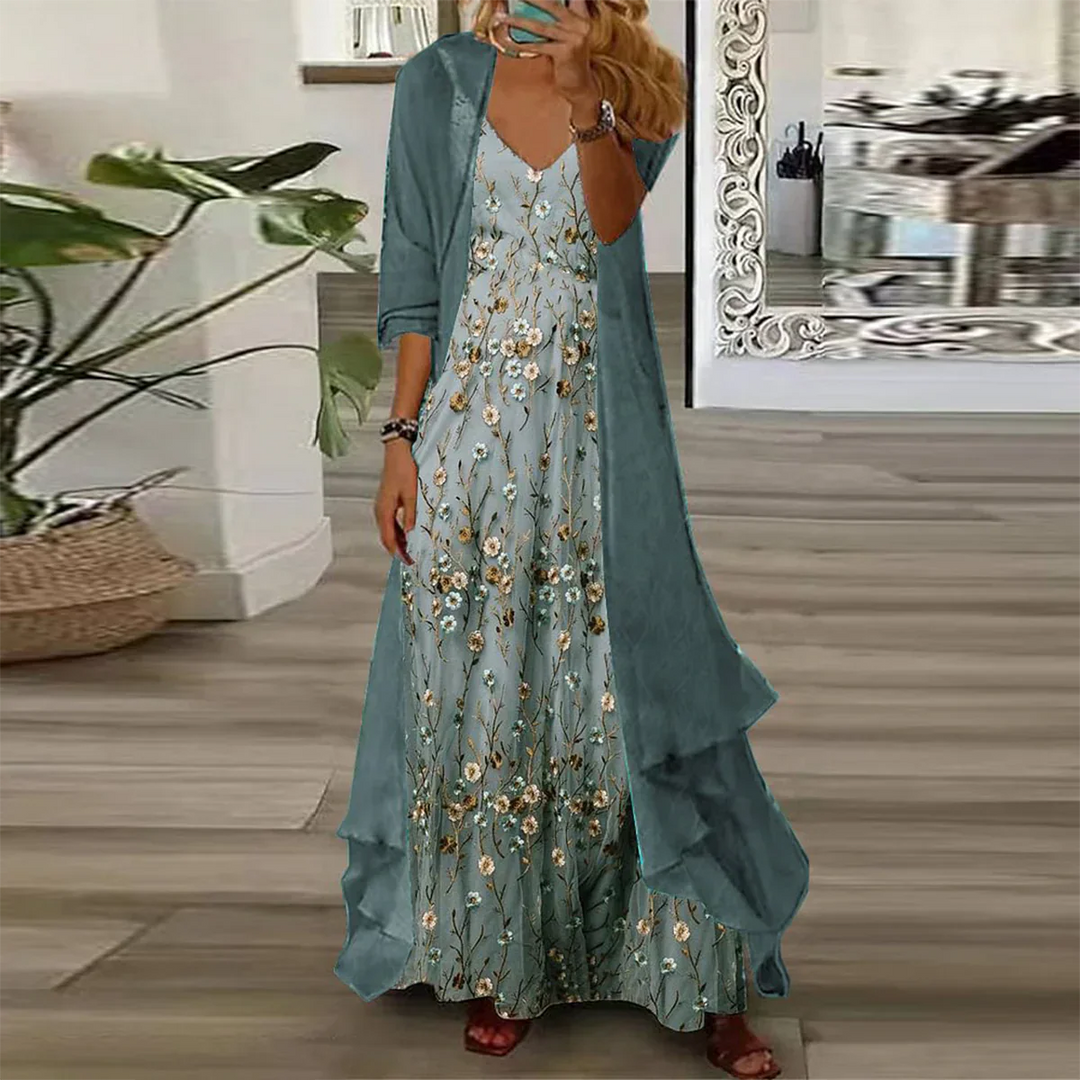 Carol - Gebloemde Maxi Jurk met Vest