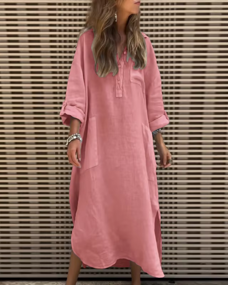 Yvonne - Luchtige Linnen Maxi Jurk