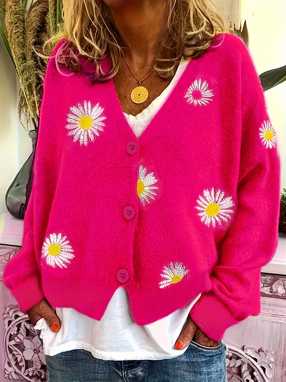 Brigitte - Elegant Gebloemd Knopen Vest