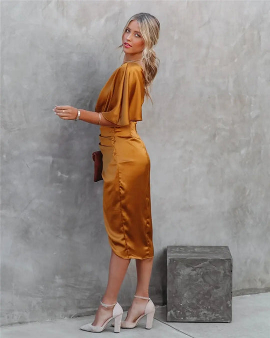 Lola - Elegante Satijnen One Shoulder Jurk Dames