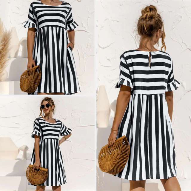 Miranda - Trendy Gestreepte Jurk