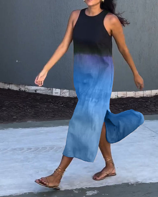 Tessa - Elegante Mouwloze Linnen Midi Jurk