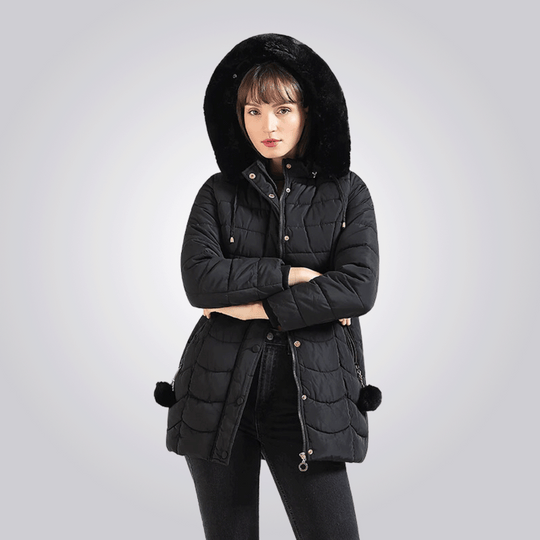 Saskia - Elegante Lange Gewatteerde Winterjas