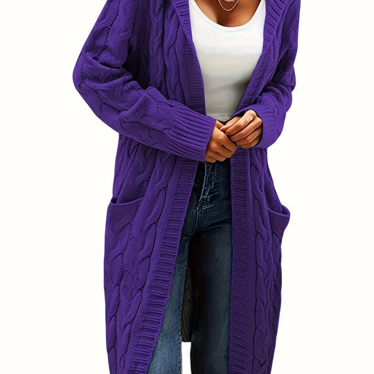 Rachel - Elegant Lang Kabelgebreid Vest
