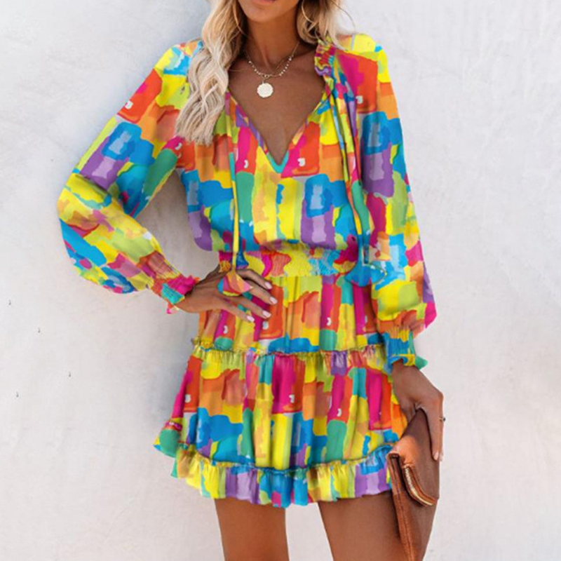 Manon - Boho Mini Jurk met Luipaardprint