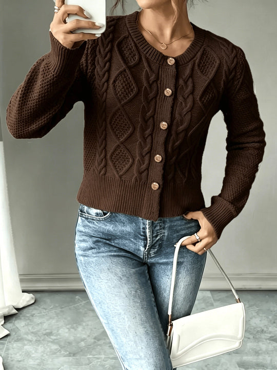 Marianne - Elegant Kabelgebreid Knopen Vest