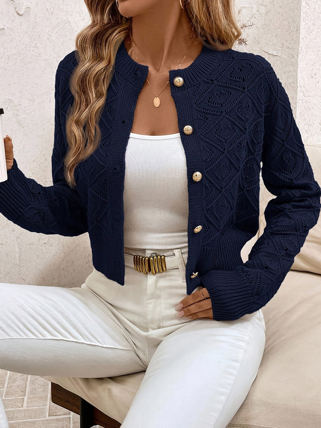 Martine - Elegant Gebreid Knopen Vest