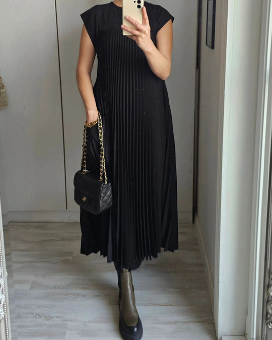 Saskia - Elegante Plissé Maxi Jurk
