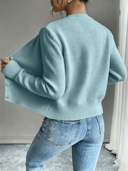 Marianne - Elegant Kabelgebreid Knopen Vest