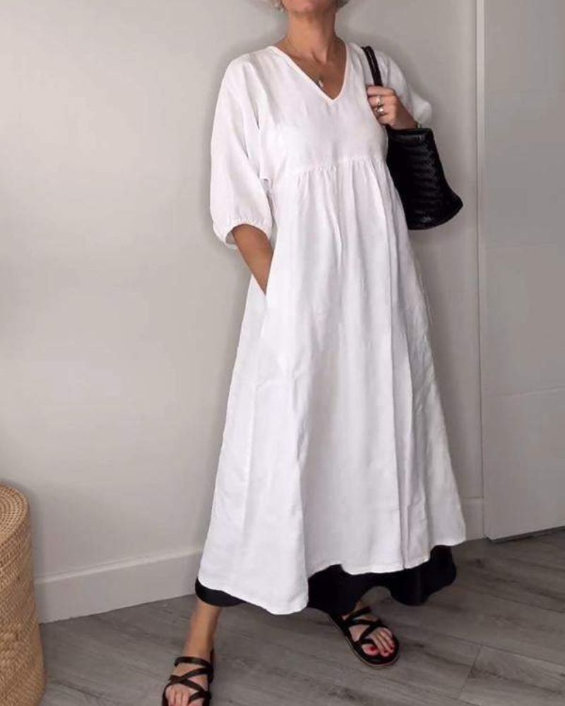 Nina | Linnen Jurk Dames Wijd