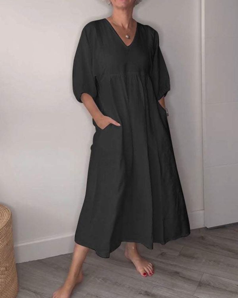 Nina | Linnen Jurk Dames Wijd