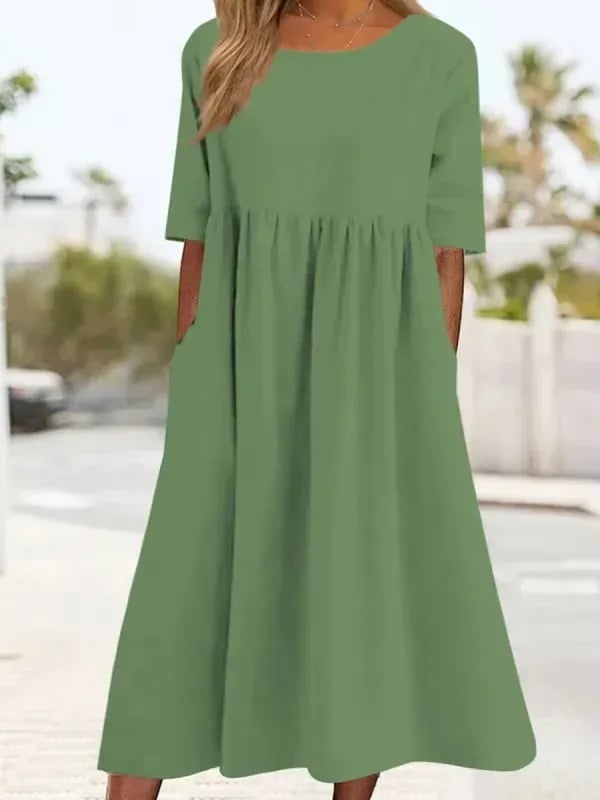Zara - Casual Katoen Midi Jurk Korte Mouw Dames