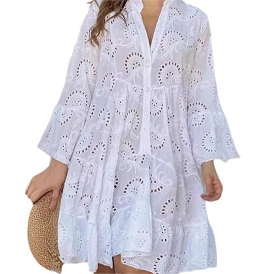 Marjolein - Mooie Broderie Boho Jurk