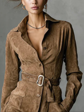 Blousejurk Dames Suède Met Riem - Esme