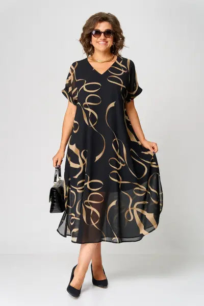 Aria | Chiffon Jurk Dames Grote Maten Met Print