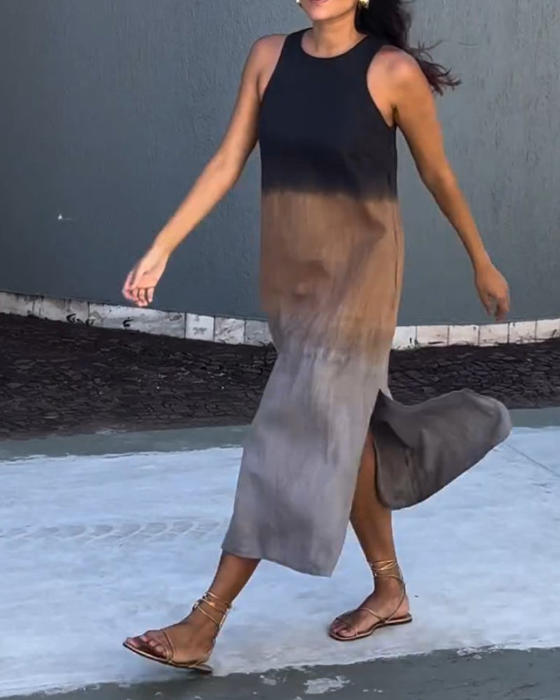Tessa - Elegante Mouwloze Linnen Midi Jurk