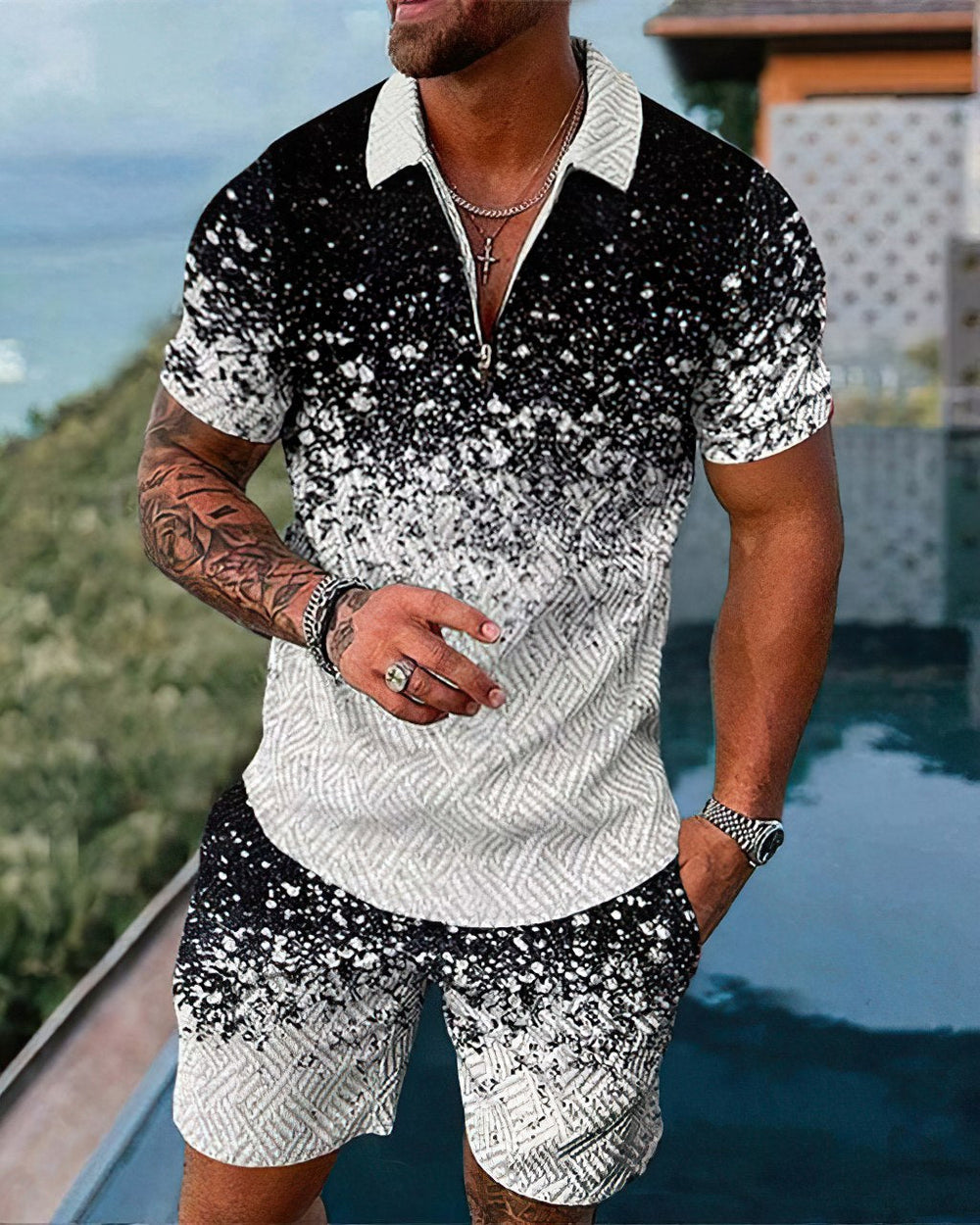 Gohan - Bedrukte Tweedelige Set - Casual - Heren-2