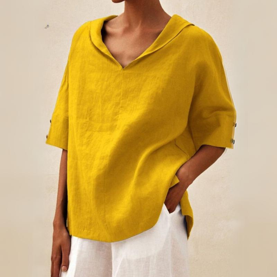 Oversized Linnen Blouse Dames Met V-Hals - Romée