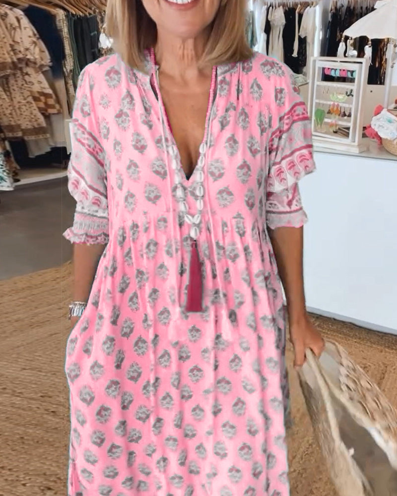 Tuniek Jurk Dames Boho Met Print - Demi