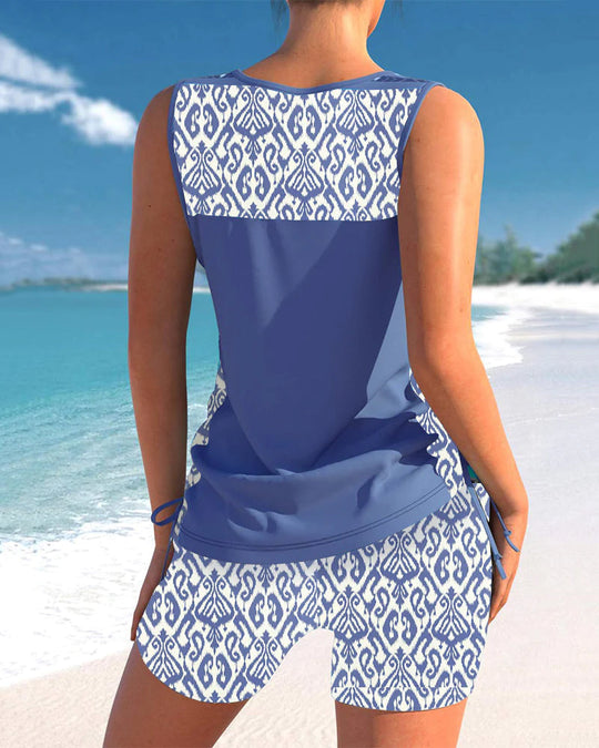 Zamira - Tankini met Geometrische Print en Flatterende V-Hals