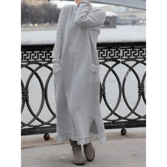 Merel - Comfortabele Lange Jurk - Stijlvol en Warm - Dames-4