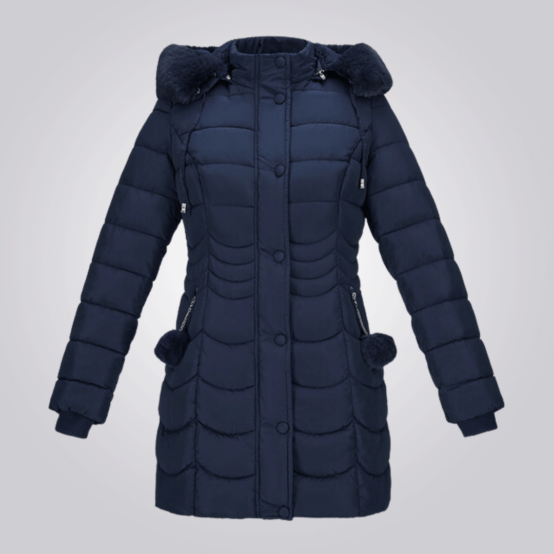 Saskia - Elegante Lange Gewatteerde Winterjas