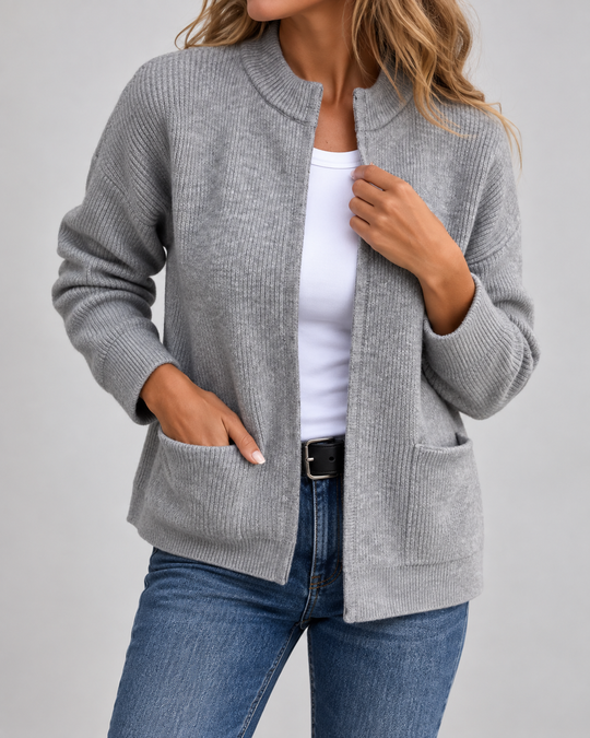 Patricia - Elegant Fijngebreid Rits Vest