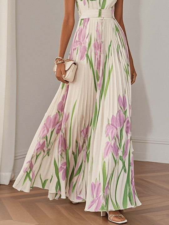 Lily | Geplooide Maxi Jurk Dames Met Bloemenprint