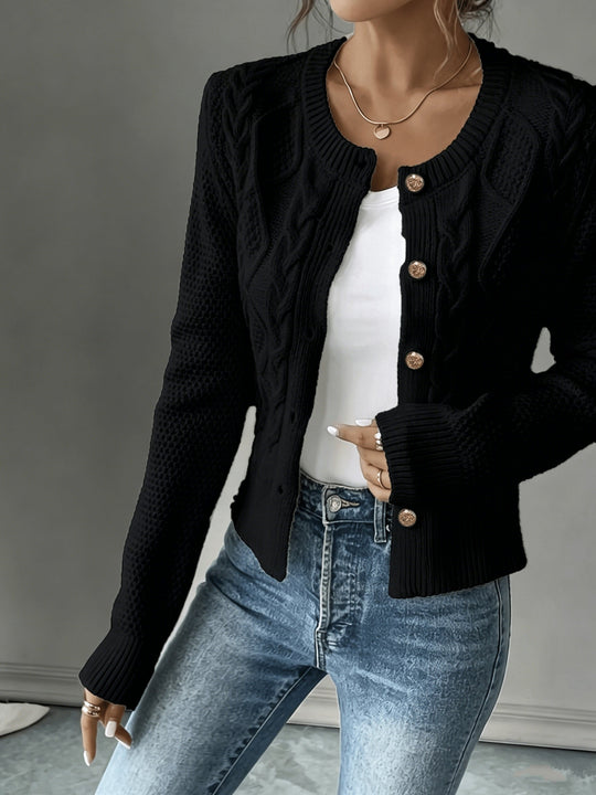 Marianne - Elegant Kabelgebreid Knopen Vest