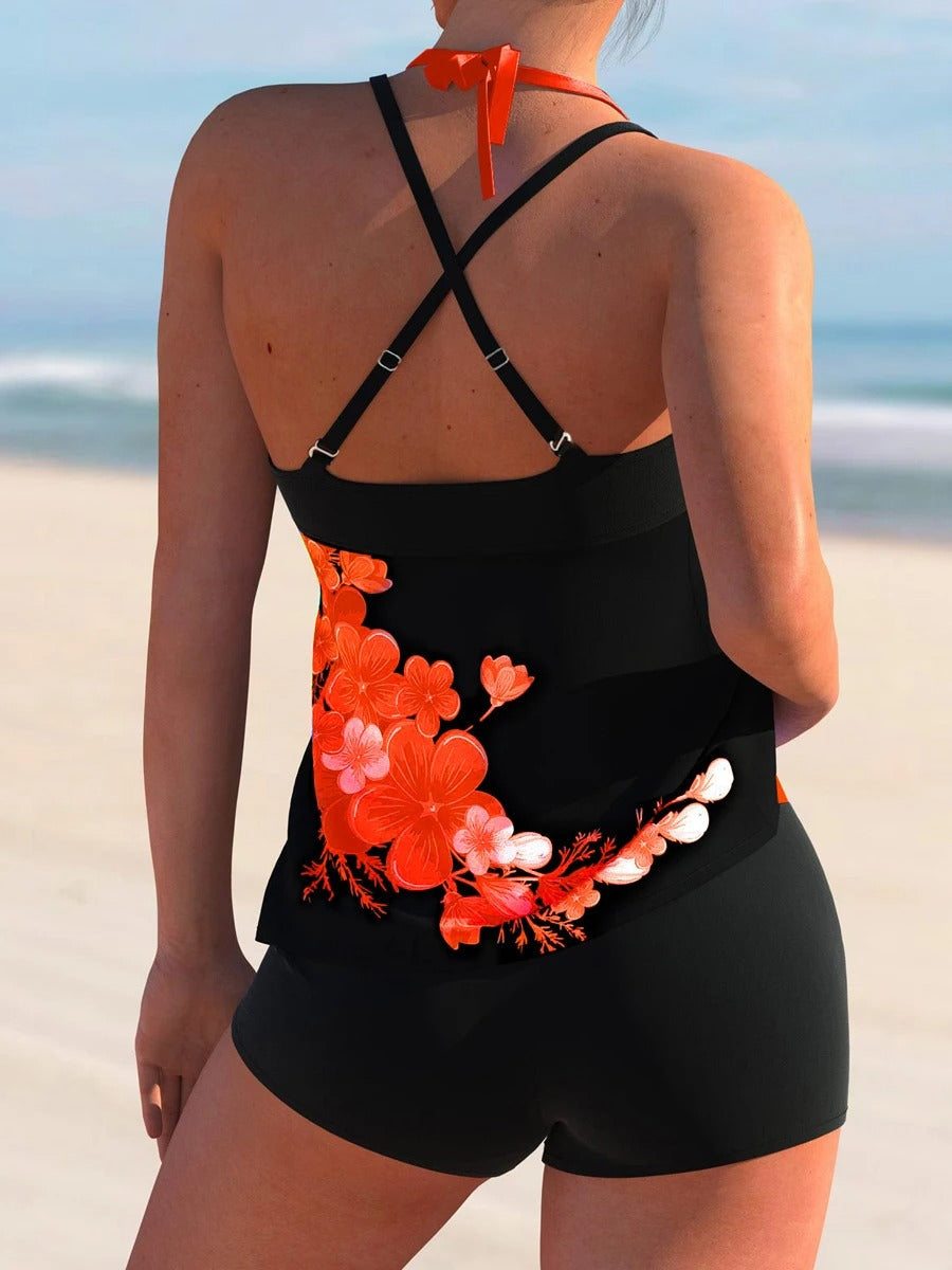 Dahlia - Tankini met Dubbele Band en Unieke Print