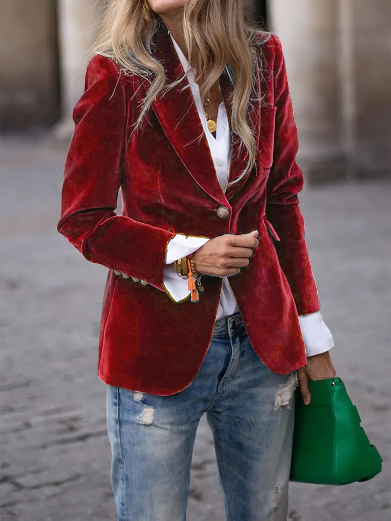 Vanessa - Elegant Fluwelen Knopen Blazer