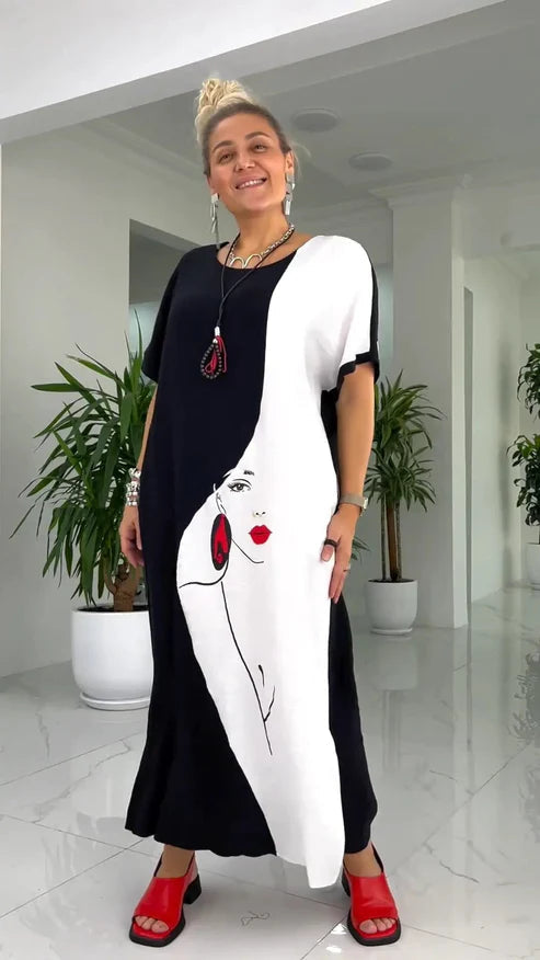 Amelia | Maxi Jurk Dames Wijd Met Print
