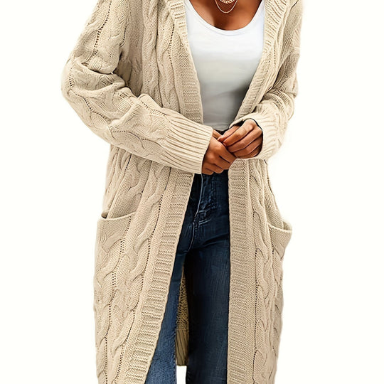 Rachel - Elegant Lang Kabelgebreid Vest