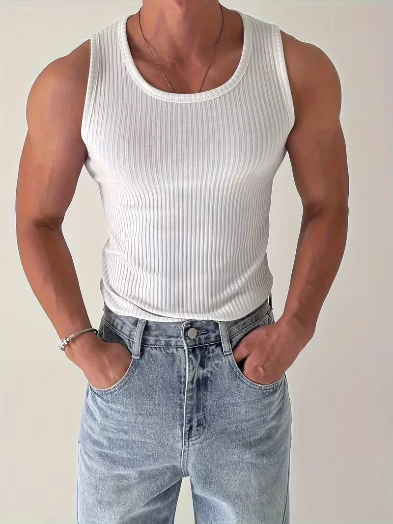 Geribbelde Tanktop Heren Slim Fit - Ravi