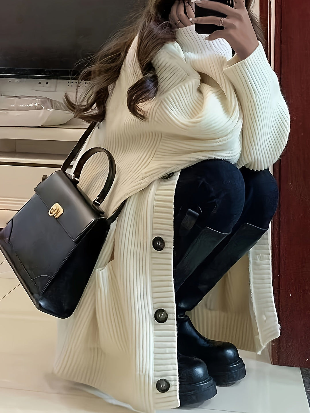 Petra - Elegant Oversized Grofgebreid Vest