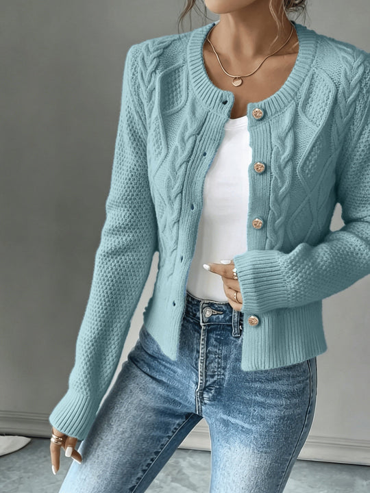 Marianne - Elegant Kabelgebreid Knopen Vest