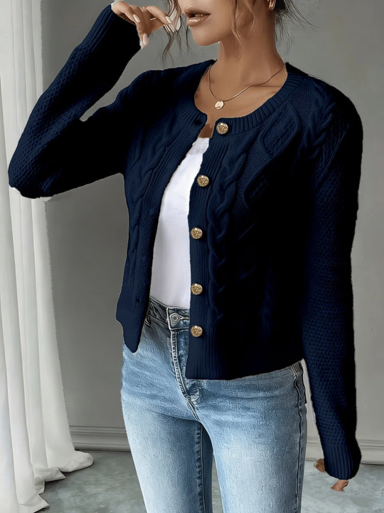 Marianne - Elegant Kabelgebreid Knopen Vest
