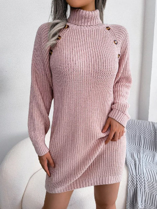 Variant image for Sophie - Zwarte Mini Jurk - Comfortabele Coltrui Pasvorm - Dames-7