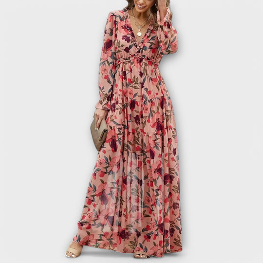 Daphne - Chiffon Maxi Jurk met Bloemenprint