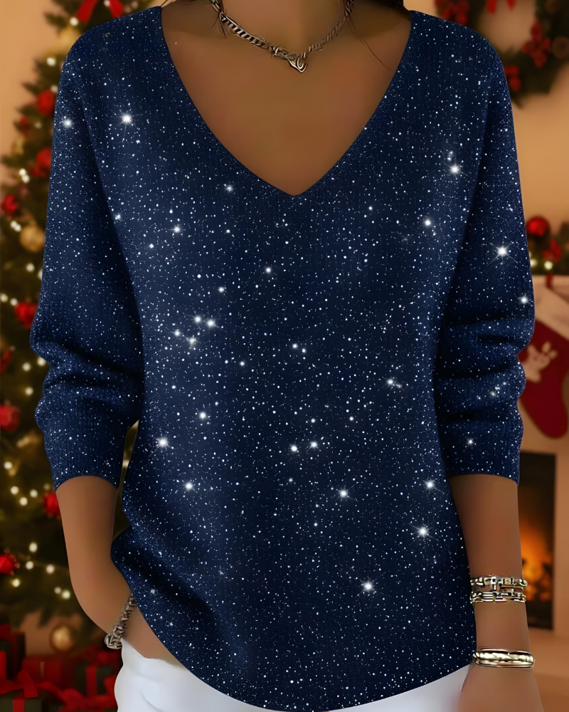 Esther | Elegante Glitter V-Hals Trui