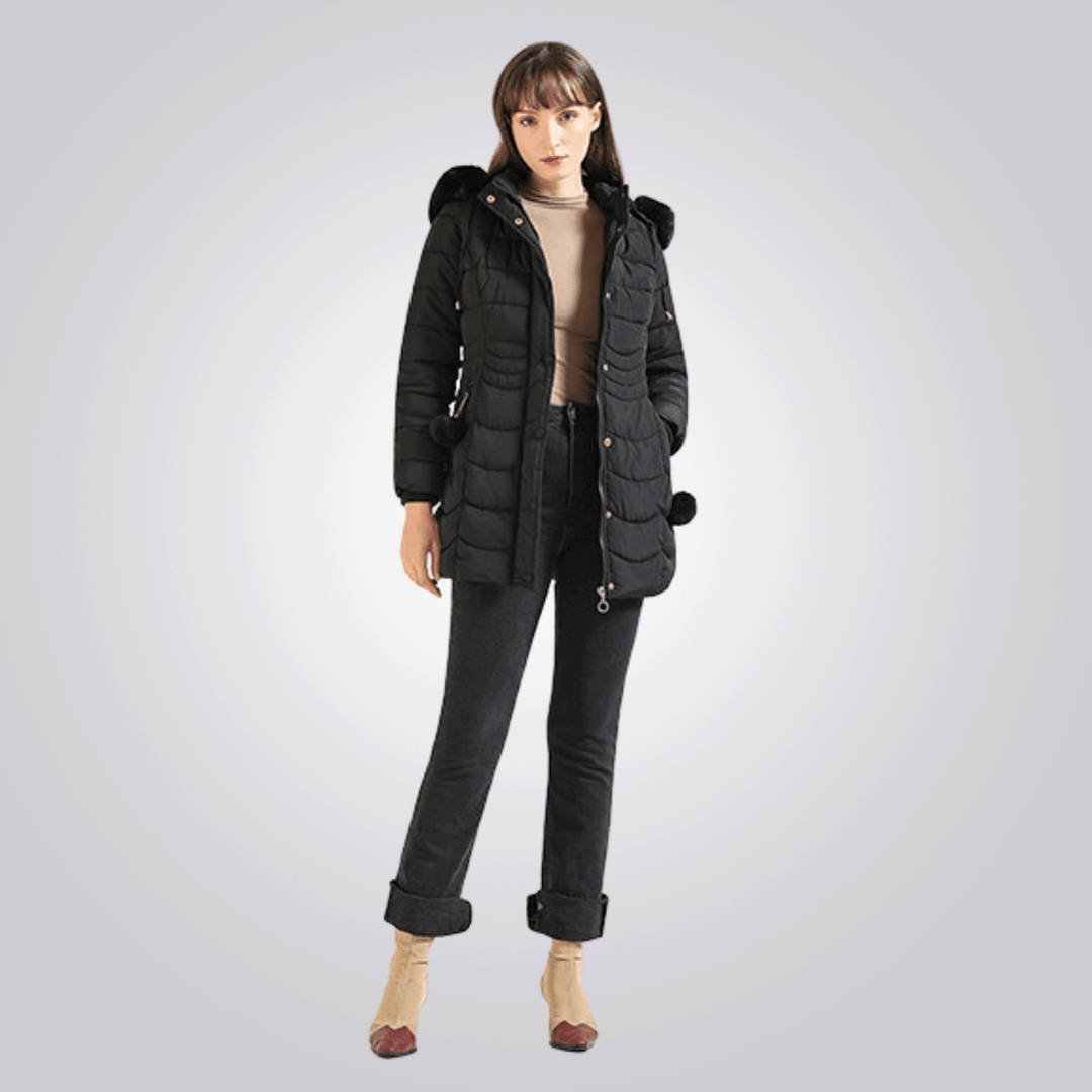 Saskia - Elegante Lange Gewatteerde Winterjas
