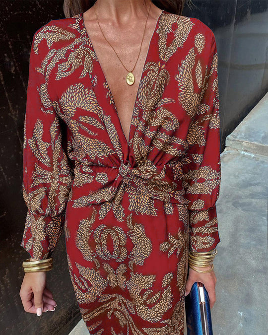 Elegante Midi Jurk Dames Met Bloemenprint - Maud