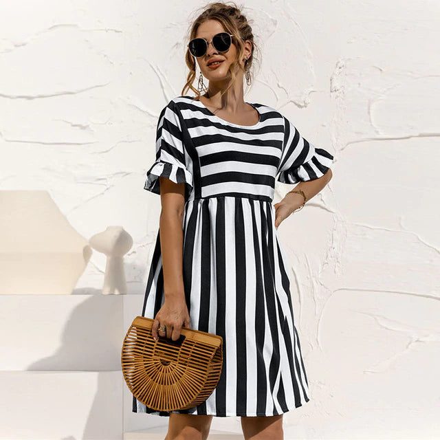 Miranda - Trendy Gestreepte Jurk