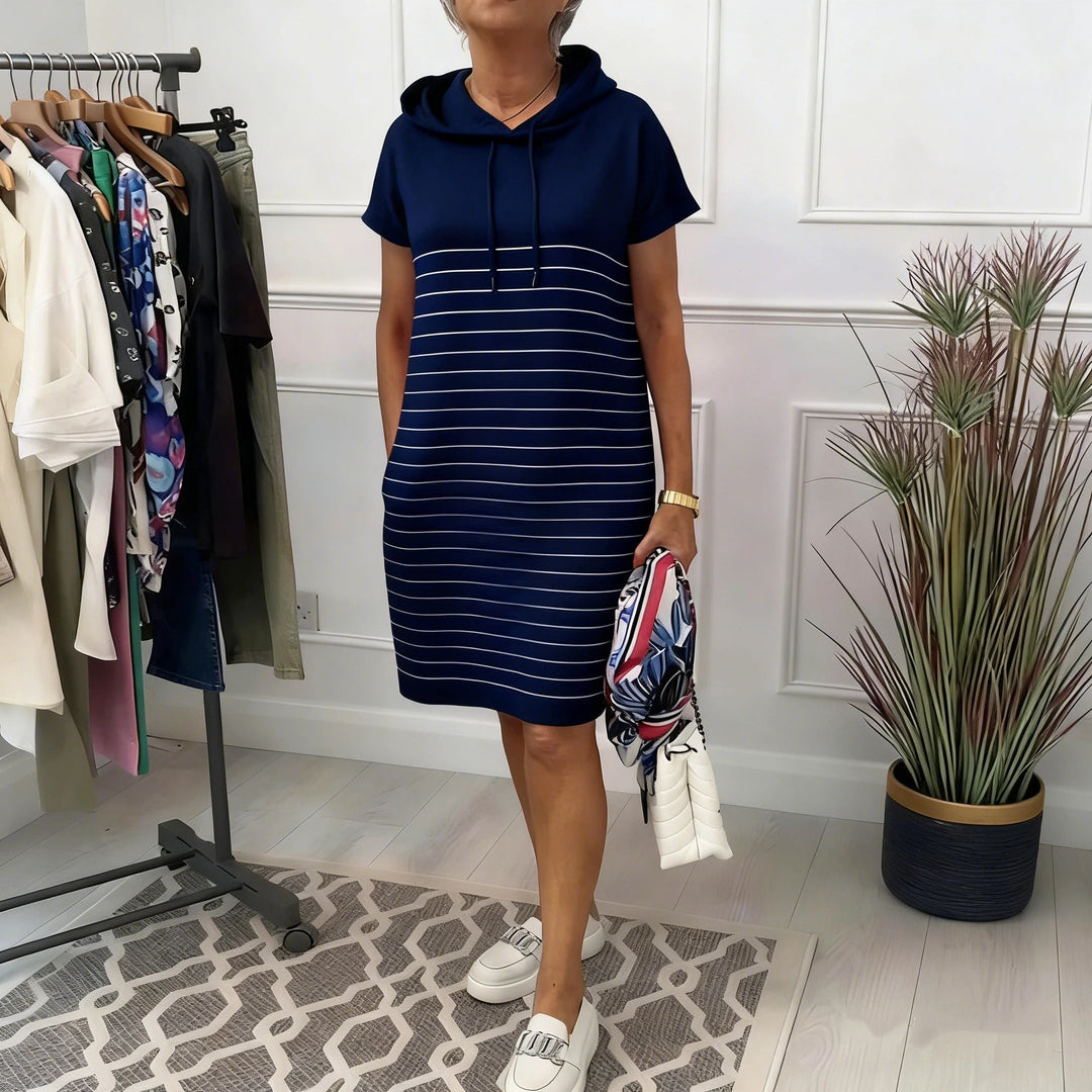 Bella | Sweatjurk Dames Gestreept Met Capuchon