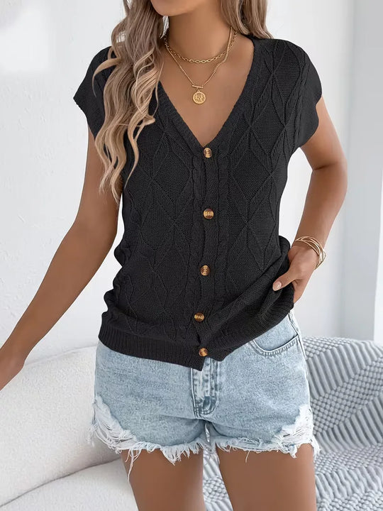 Emma - Elegante Gebreide V-Hals Top
