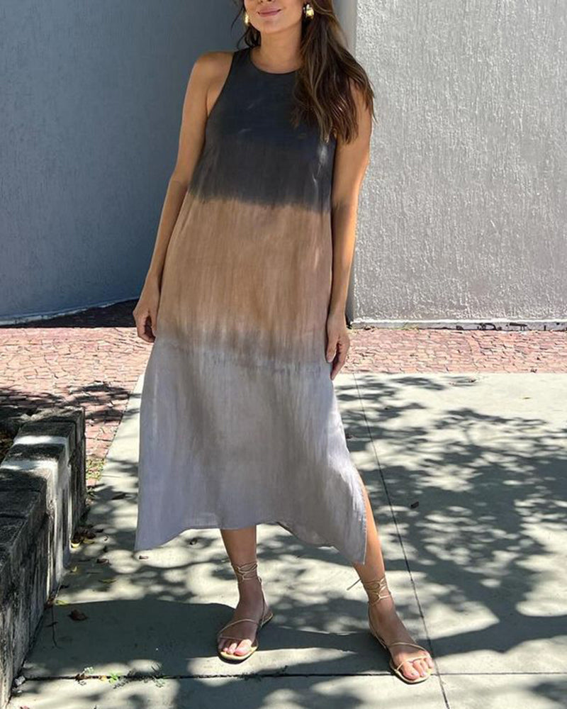 Tessa - Elegante Mouwloze Linnen Midi Jurk
