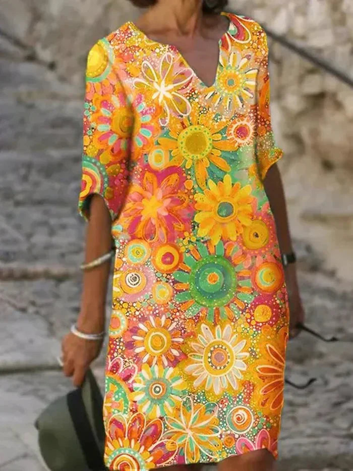 Tuniek Jurk Dames Bloemen Vrolijk - Lotte